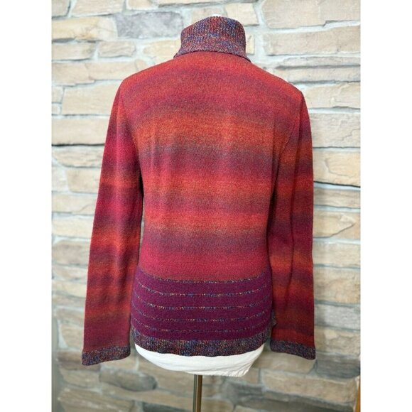 Clip-Art Paris Colorful Turtle Neck Sweater Orange Purlple Sz S/M Artsy - Picture 6 of 10